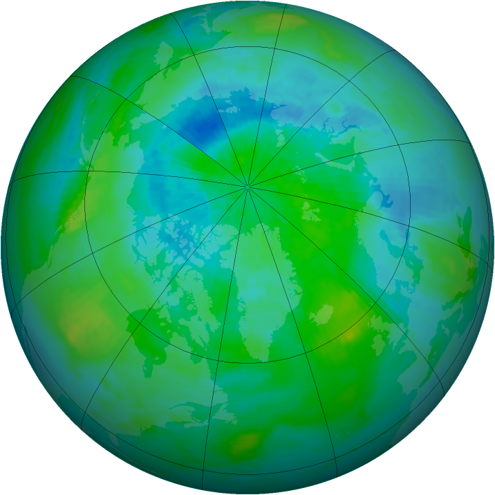 Arctic ozone map for 07 September 1992